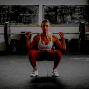 woman squatting from front