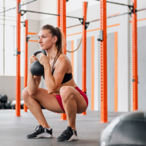 goblet squat with a kettlebell